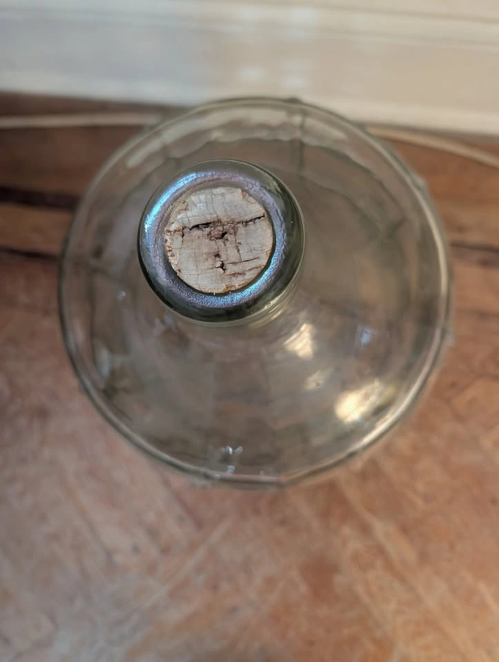 Vintage Waffle Pattern Glass Carboy Jug with Cork 3 gallon - photo 2