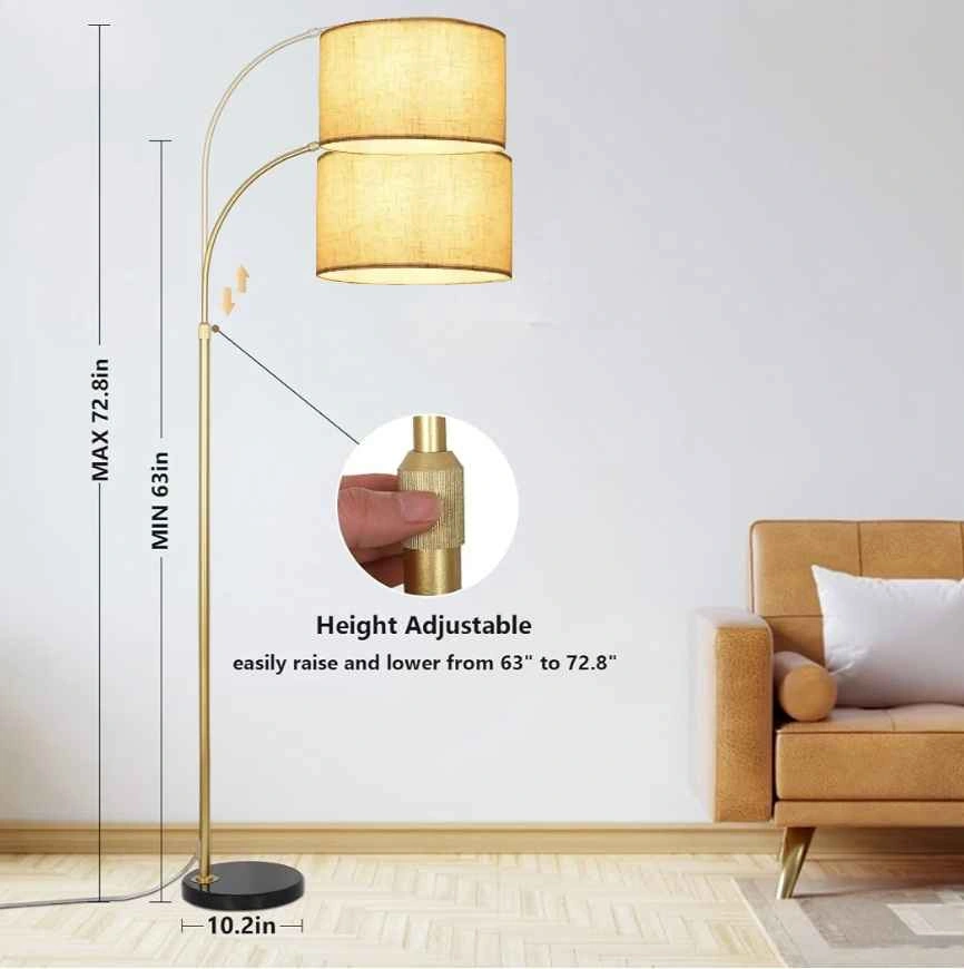 Height Adjustable Gold Arc Floor Lamp with Remote - photo 2