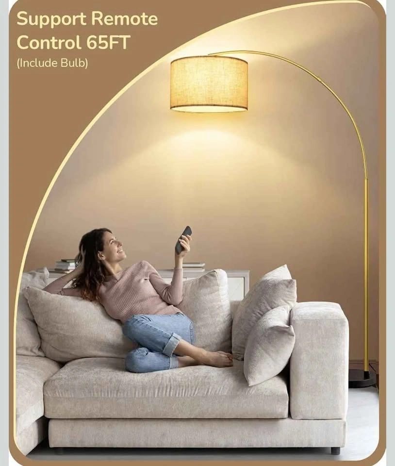 Height Adjustable Gold Arc Floor Lamp with Remote - photo 4