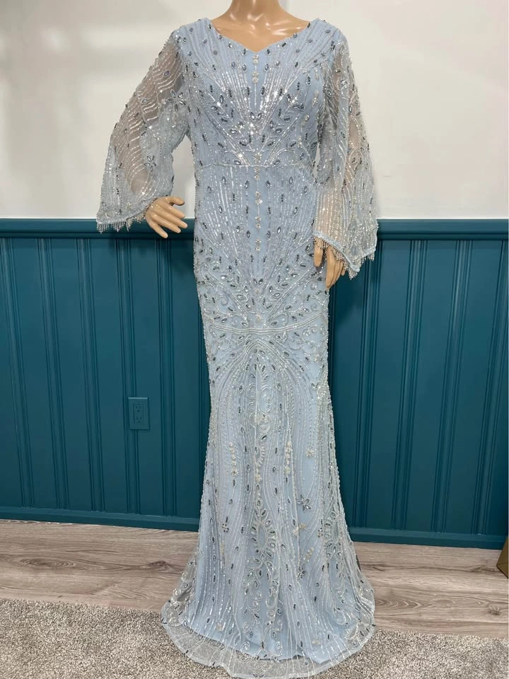 Stunning Light Blue Beaded Evening Gown / Prom Dress - photo 2
