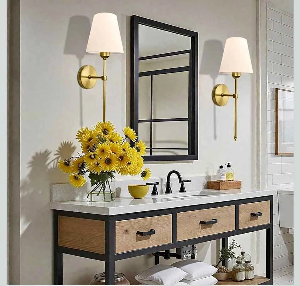 Hardwired Classic Brushed Gold Wall Sconces