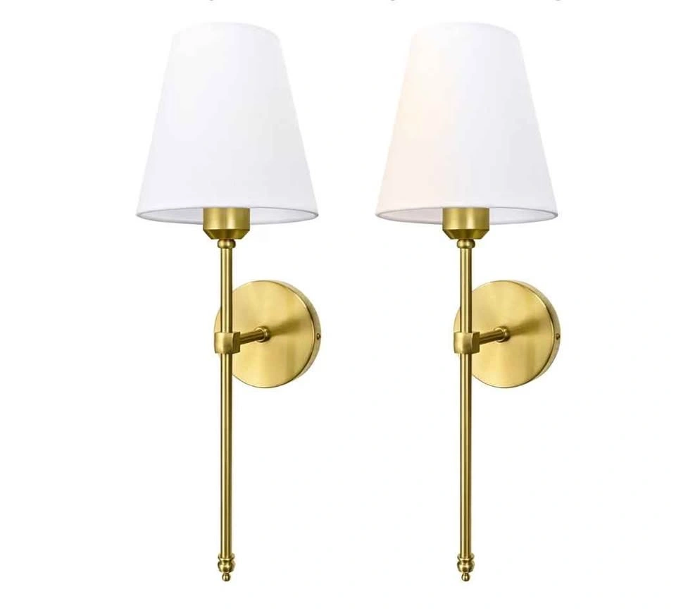 Hardwired Classic Brushed Gold Wall Sconces - photo 5