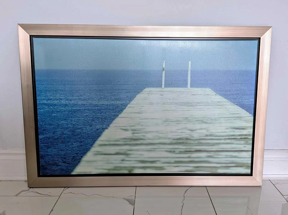 Framed Pier and Ocean Canvas Wall Art