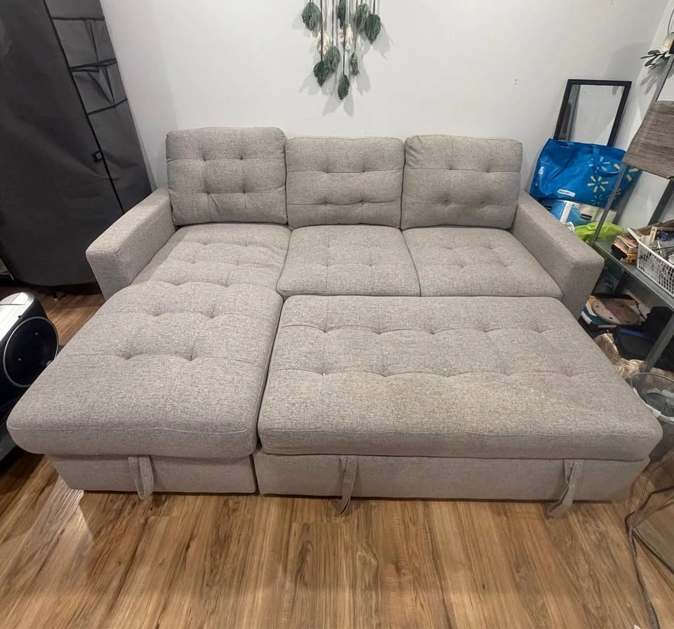 Leon’s Dannery Pop-Up Sofa Bed Sectional Light Grey