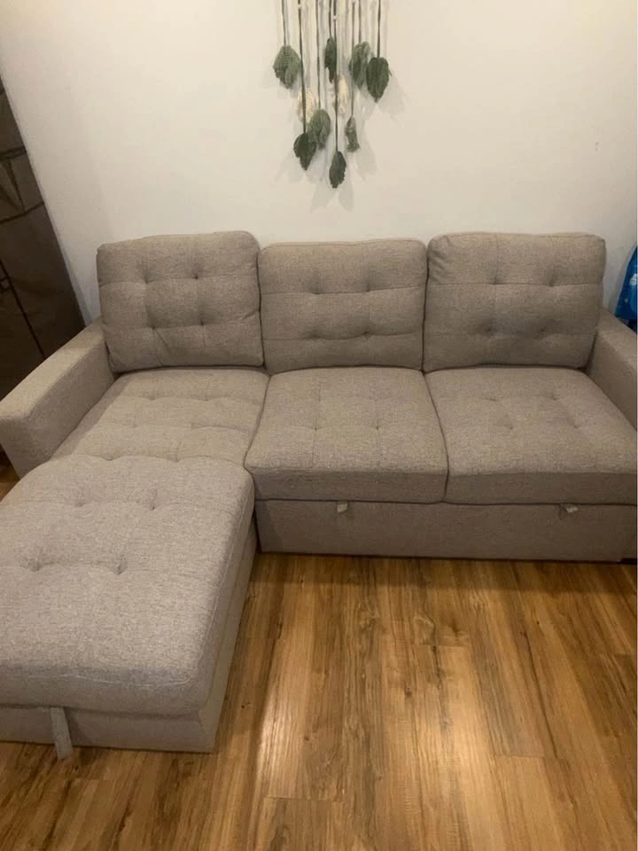 Leon’s Dannery Pop-Up Sofa Bed Sectional Light Grey - photo 2