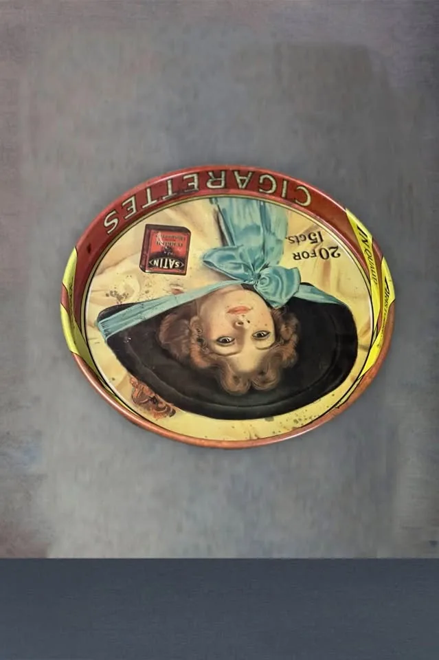 Rare Satin Cigarettes Advertising Tray image indicator(2)