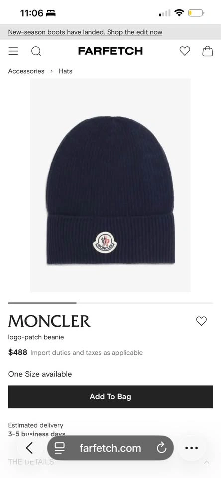 Moncler Logo Patch Cotton Beanie - photo 5