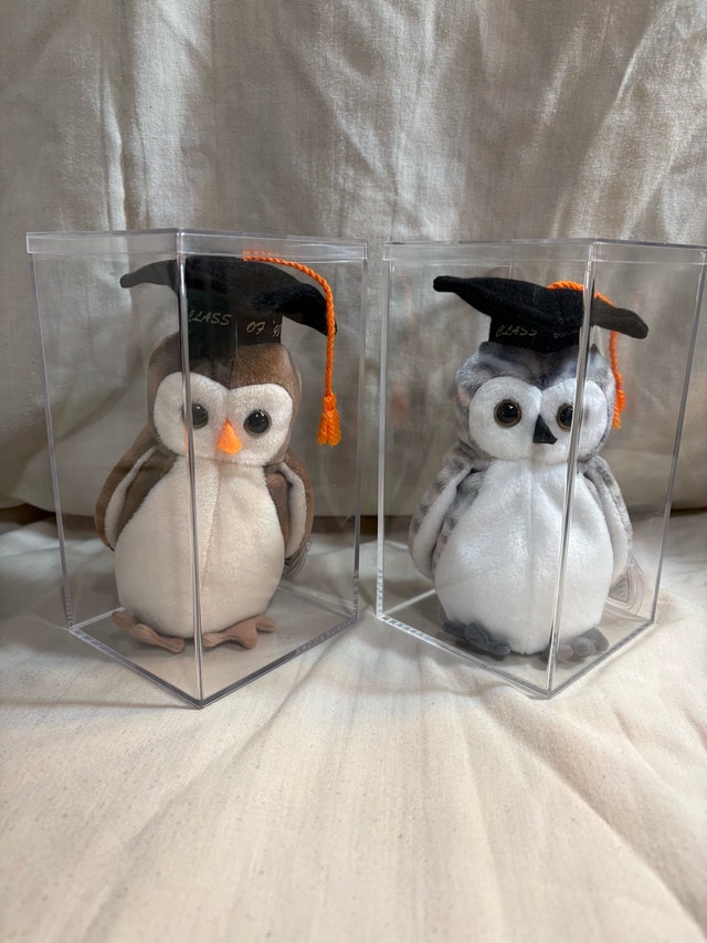 Vintage Beanie Babies '98/'99 "Wise" & "Wiser" Owls w/tags
