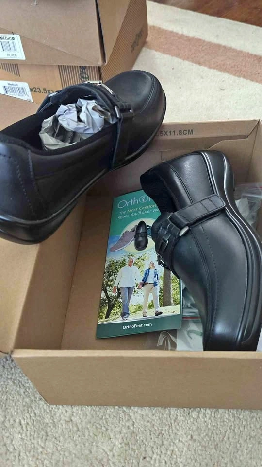 OrthoFeet Chelsea Black Women's 8.5 X-Wide Shoes