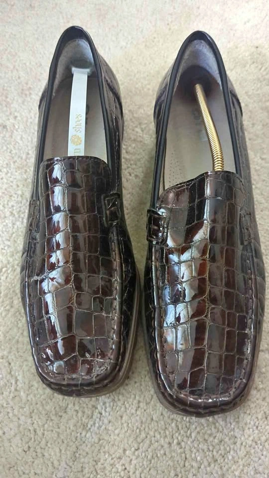 Ara Croc-Embossed Leather Loafers Size 9.5 Width G