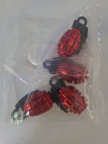 Grenade Styling Tire Valve Stem Cap Cover 4pcs, Aluminum Red