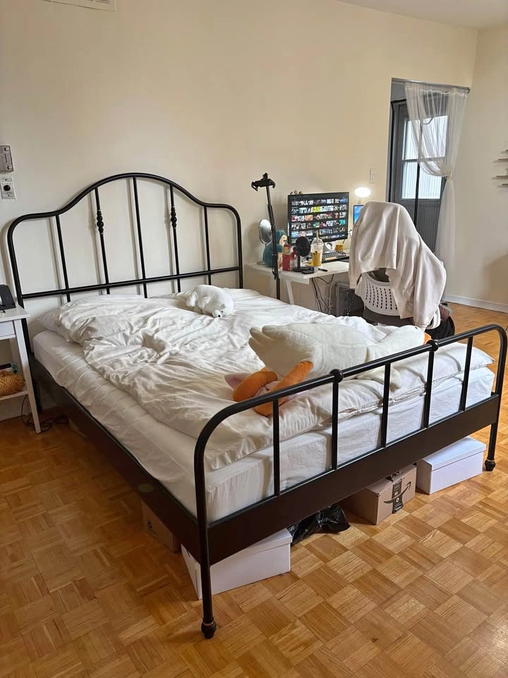 IKEA Sagstua black bed frame - queen
