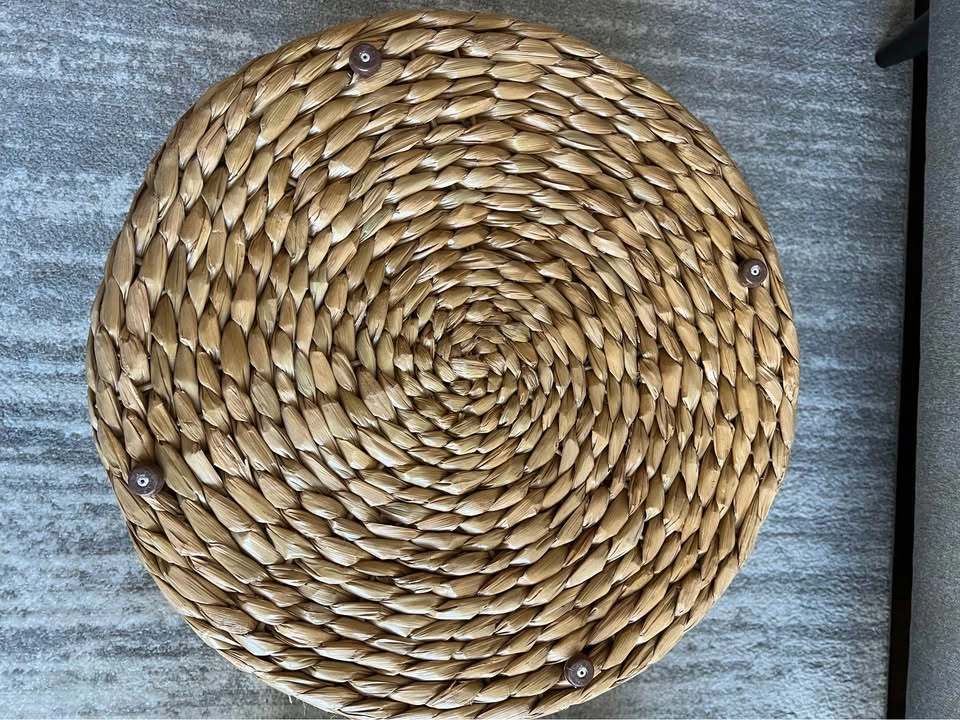 Wicker Storage Ottoman/Table in natural. 2 available. - photo 3