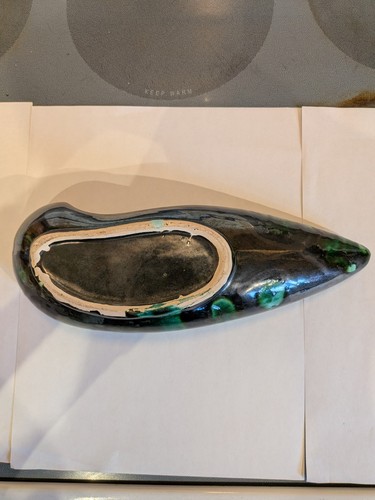 Vintage Blue Mountain Style Green Black Drip Glaze Planter MCM C - photo 5