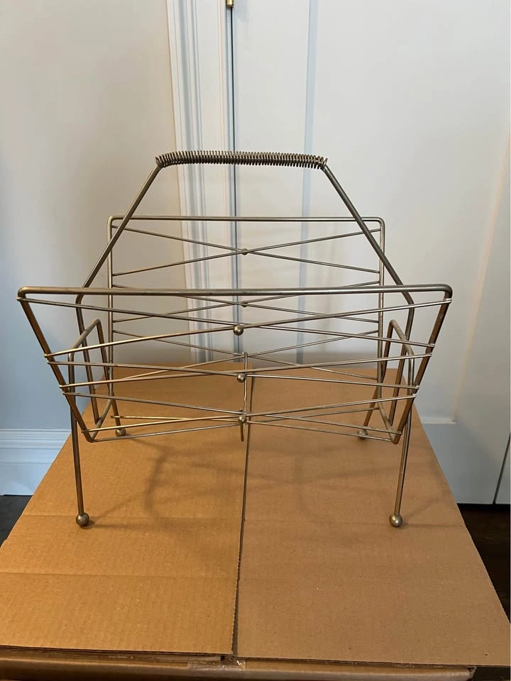 Mid-century modern brass magazine rack