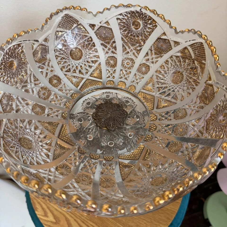 Vintage Hollywood Regency Cut Crystal & Marble Compote - photo 2