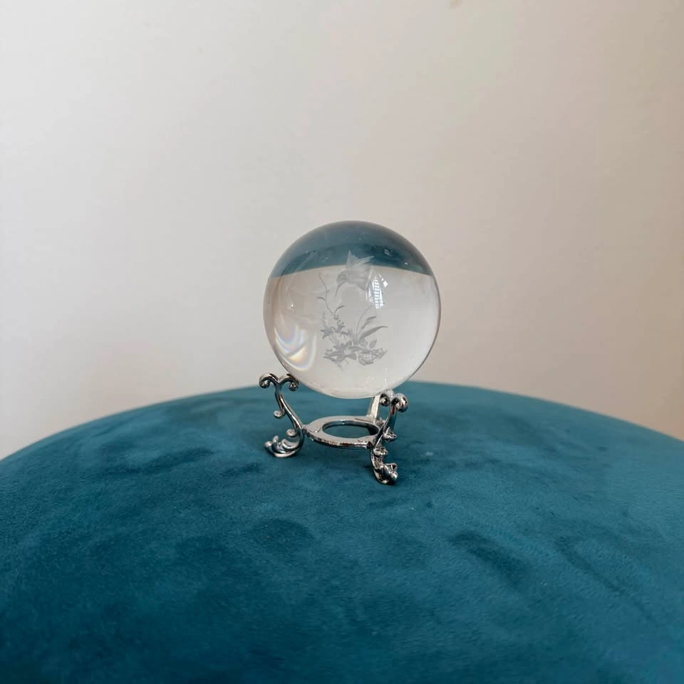 Laser-Etched 3D Crystal Hummingbird Orb with Display Stand - photo 4
