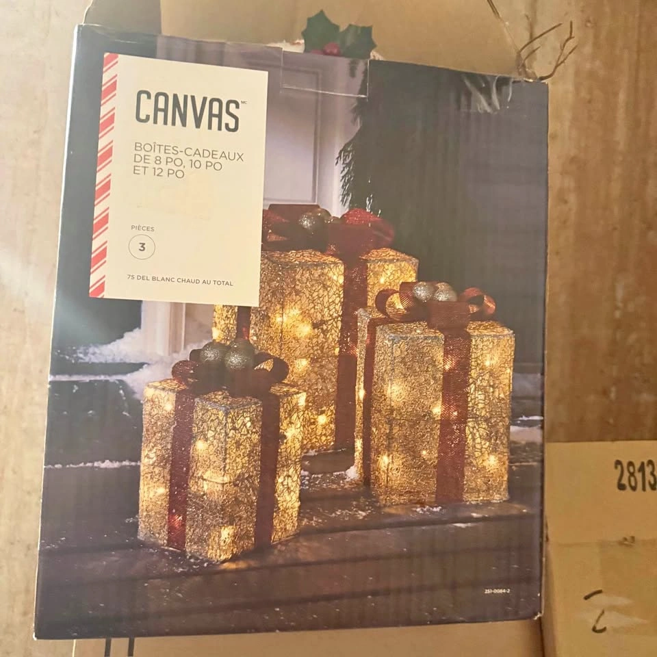 Moving sale - 8ft Pre-lit Tree, 5ft Snowman, Light-up Gifts