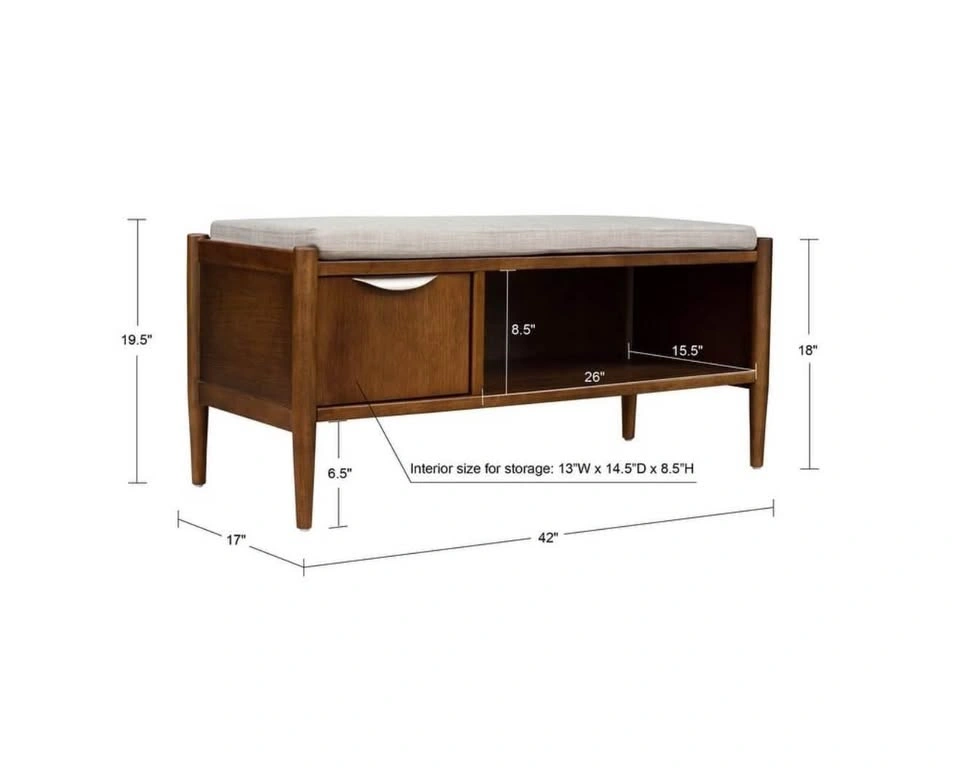 Bench with storage and upholstered cushion - photo 3