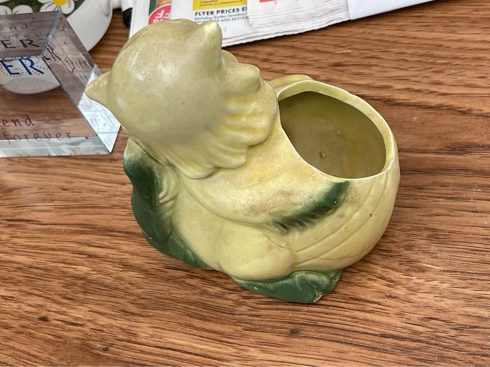 Kitty planter green vintage - photo 3