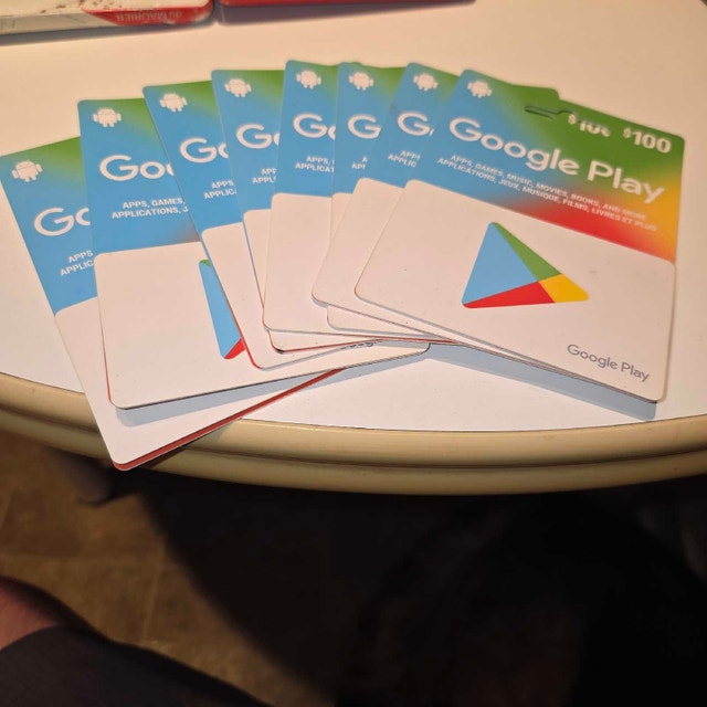 8 x $100 Google Play gift cards