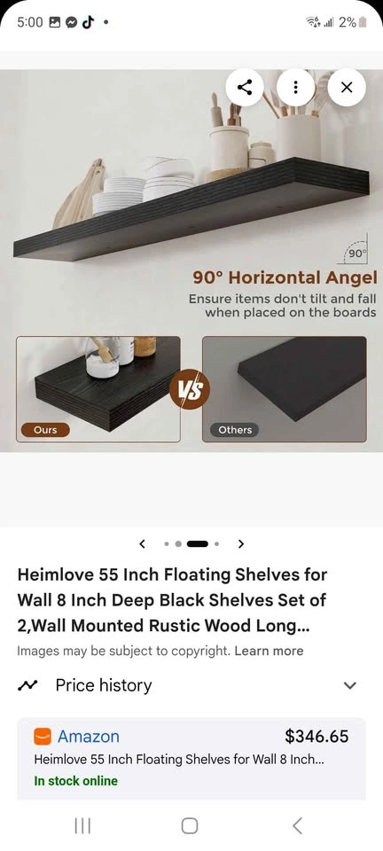 Heimlove 55 Inch Floating Shelves, Set of 2 - New in Box - photo 3