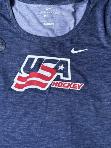 NWT Nike USA Hockey Dri-FIT Slub Scoop Neck Shirt Navy Blue Size - photo 2