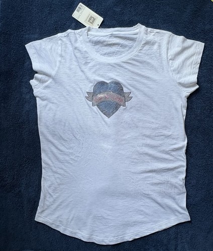 Zadig & Voltaire Skinny “Art is Truth” Rhinestone Heart T-Shirt