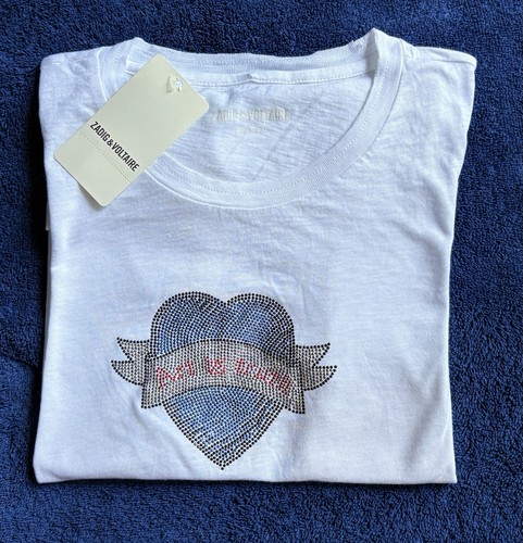 Zadig & Voltaire Skinny “Art is Truth” Rhinestone Heart T-Shirt - photo 3