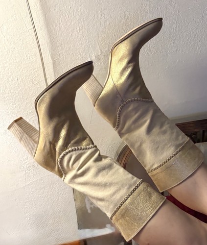 Luxury Boutique 58 Gold Ankle Boots Size 39 - photo 5
