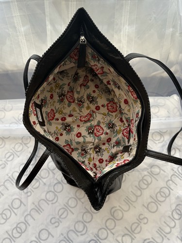 Latico Black Leather Tote Bag – Floral Lining – New - photo 4
