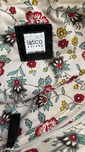 Latico Black Leather Tote Bag – Floral Lining – New - photo 5