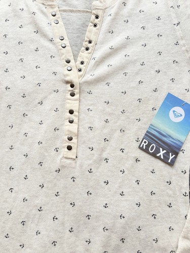 NWT Vintage Roxy Girls Long Sleeve Top 11-13 Anchors Beige - photo 4