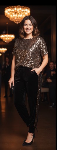 NWT Cable & Gauge Black Velvet & Gold Sequin 2-Piece Set - S - photo 2