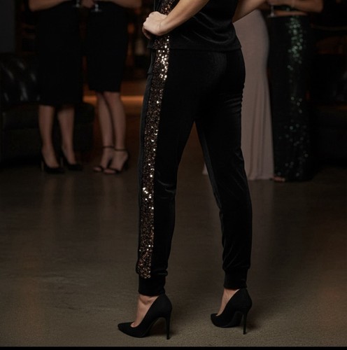 NWT Cable & Gauge Black Velvet & Gold Sequin 2-Piece Set - S - photo 3
