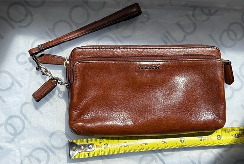 Coach Saddle Brown Leather Wristlet with 2 Zippers - photo 3
