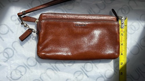 Coach Saddle Brown Leather Wristlet with 2 Zippers - photo 4