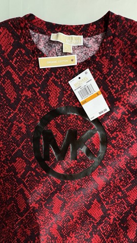 Michael Kors Red/Black Snakeskin Long Sleeve Shirt - Size S - photo 2
