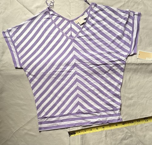Michael Kors Purple & White Striped Top Size XS - photo 3