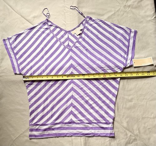 Michael Kors Purple & White Striped Top Size XS - photo 5