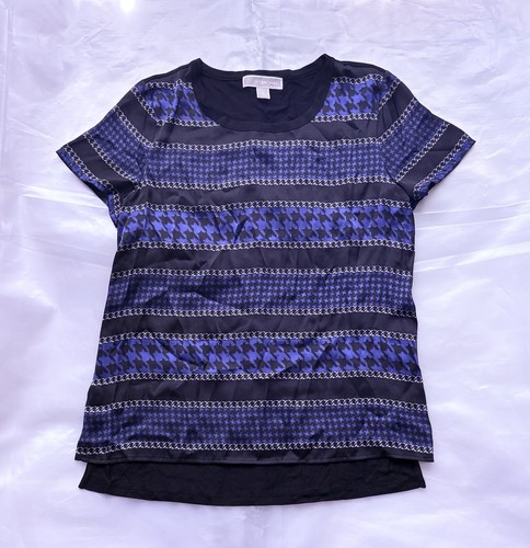 Michael Kors Women's Blue & Black Patterned T-Shirt Size M