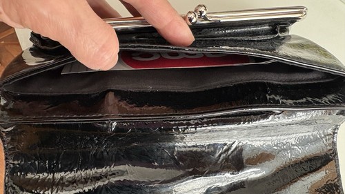 NWT Kenneth Cole Reaction Black Patent Trifold Clutch Wallet - photo 5