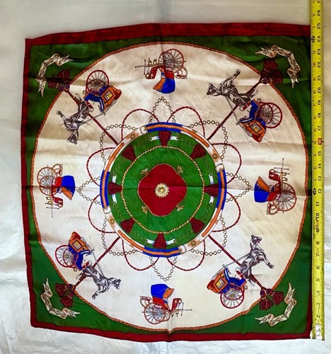 Horse and Carriage Equestrian Square Scarf Silky VGUC - photo 3