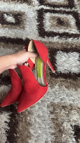 BP Red Faux Suede Pointed Toe Stiletto Slip On Pumps Women’s 6 - photo 2