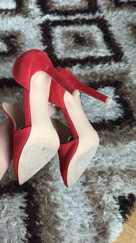 BP Red Faux Suede Pointed Toe Stiletto Slip On Pumps Women’s 6 - photo 3