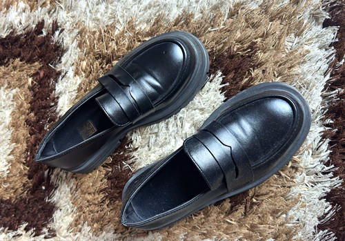 Women’s Black Faux Leather Slip-On Loafer Flats EU 36 US 5
