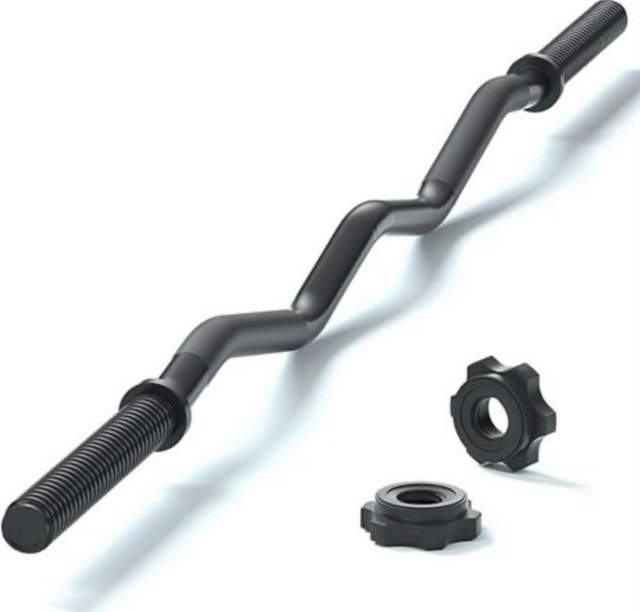 LAVVON® 47" EZ Curl Weight Lifting Bar - 1-inch Diameter - Black