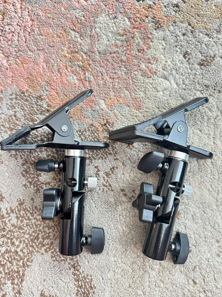 Pair of Heavy Duty Photography Spring Clamps with Swivel Mounts
