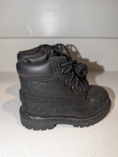 Timberland Toddler Size 5 Black Glitter Sparkle Leather Boots