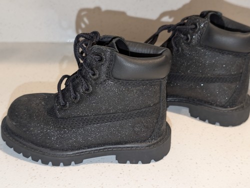 Timberland Toddler Size 5 Black Glitter Sparkle Leather Boots - photo 2